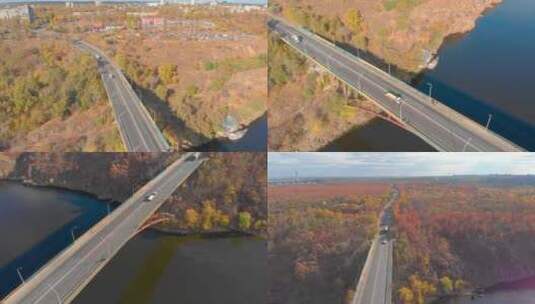 航拍桥梁公路景观高清在线视频素材下载