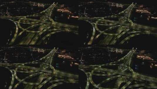 航拍杭州彩虹立交桥夜景 繁忙城市高清在线视频素材下载