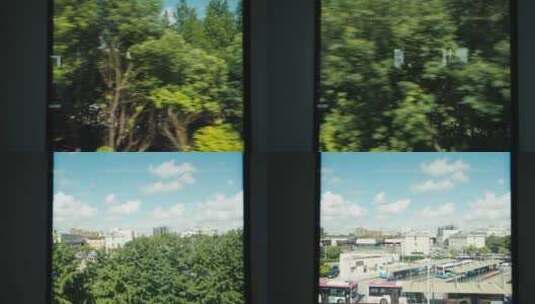 地铁轻轨窗外的风景高清在线视频素材下载