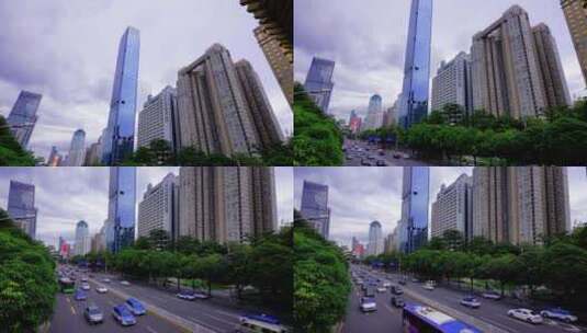 深圳高楼汉国中心深南大道车流高清在线视频素材下载