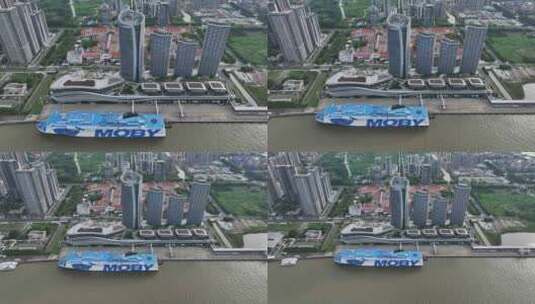 中国广东省广州南沙国际邮轮母港高清在线视频素材下载