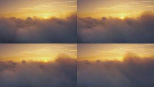 4K航拍上海城市平流雾日出风光高清在线视频素材下载