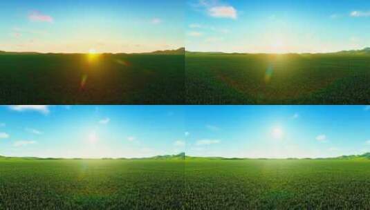 内蒙古大草原早晨太阳升起照亮大地高清在线视频素材下载