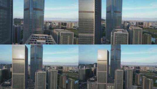 航拍台州天盛中心金融大厦高清在线视频素材下载