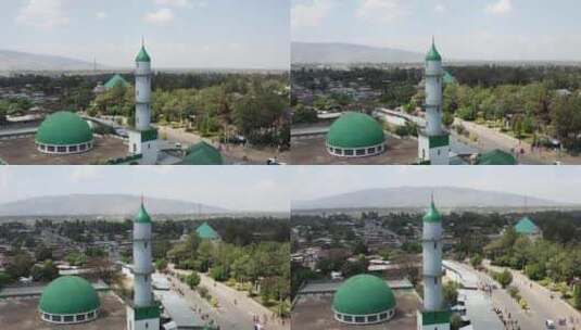 埃塞俄比亚阿拉巴库利托中央清真寺白天的鸟瞰图。高清在线视频素材下载