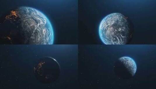 太空地球震撼动画场景（无音乐）高清在线视频素材下载