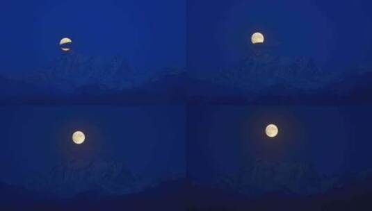 月亮下的博格达峰高清在线视频素材下载