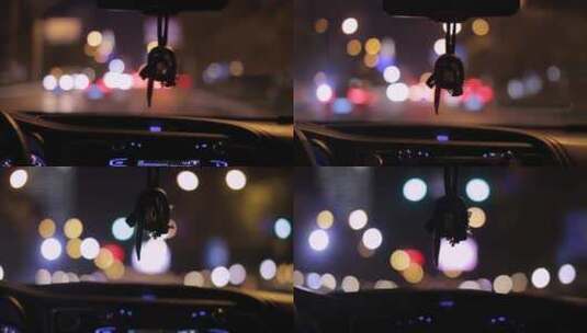 车内开车城市光斑灯光高清在线视频素材下载