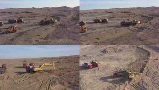 戈壁砂石厂采挖运输高清在线视频素材下载