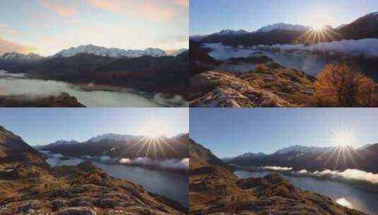 西藏雪山河流日出云雾高清在线视频素材下载