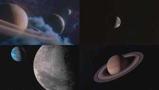 星球天体土星月亮木星高清在线视频素材下载