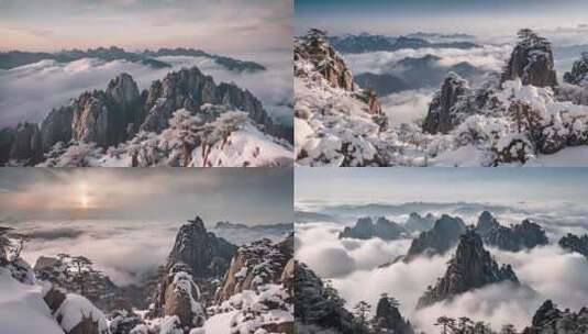 冬天黄山云海风景高清在线视频素材下载