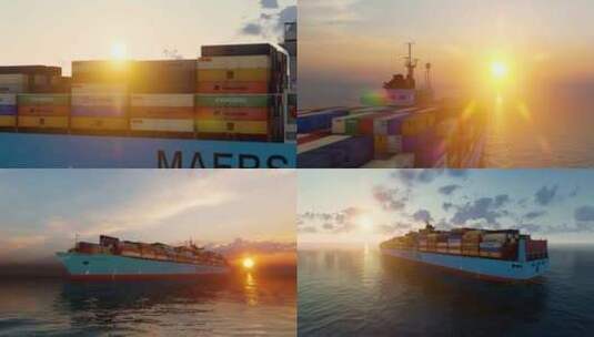 4K集装箱货轮海上行驶高清在线视频素材下载