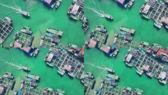 海南陵水疍家鱼排玻璃海海湾玻璃海航拍高清在线视频素材下载