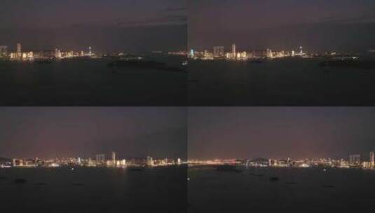 厦门市海沧区海沧大道厦门中心大厦夜景航拍高清在线视频素材下载