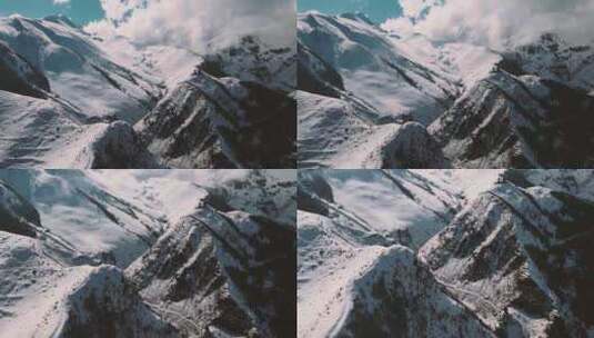 航拍被大雪覆盖的喜马拉雅山脉高清在线视频素材下载