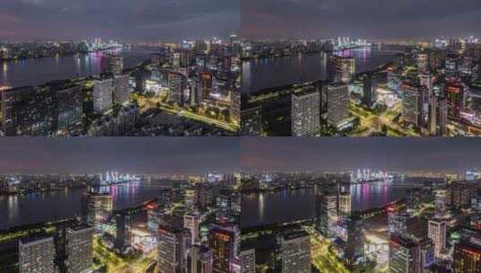 杭州滨江区夜景延时高清在线视频素材下载