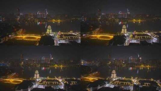 航拍惠州市合江楼夜景高清在线视频素材下载