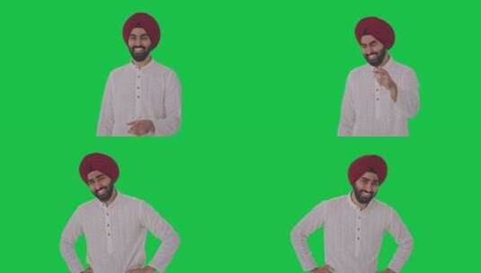 锡克教印度人对着某人笑绿屏高清在线视频素材下载