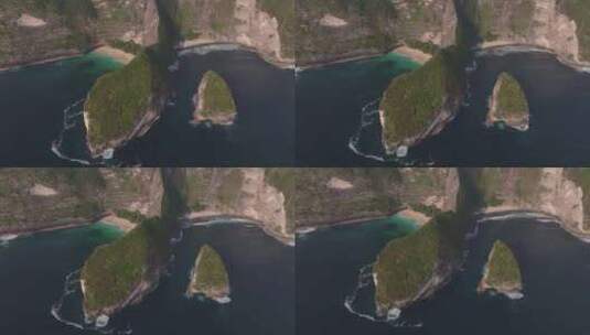 HDR印尼佩妮达岛精灵坠崖自然风光航拍高清在线视频素材下载