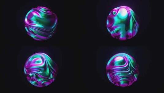 在变形过程中使用超现实金属球体或球的抽象高清在线视频素材下载
