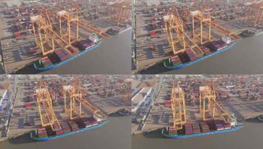 国际贸易集装箱港口航拍高清在线视频素材下载