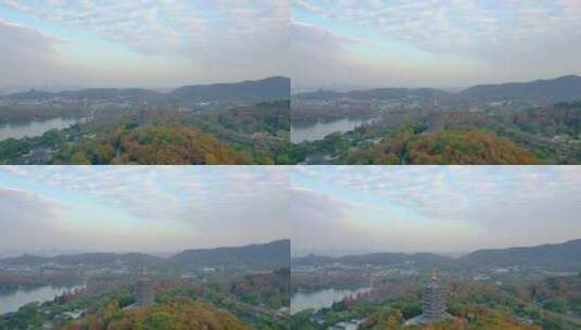 杭州西湖景区雷峰塔风景航拍高清在线视频素材下载
