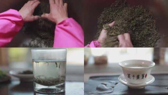 合集莫干黄芽茶叶炒制烘干泡茶喝茶养生高清在线视频素材下载
