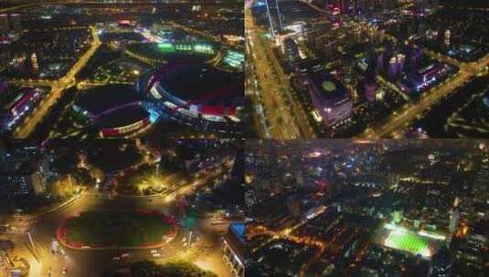 南京市市区车流城市夜景航拍延时高清在线视频素材下载