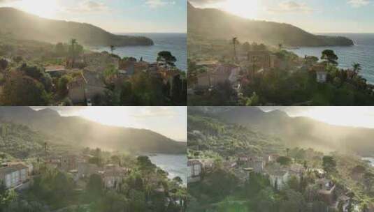 马略卡岛北部海岸的一个小村庄高清在线视频素材下载