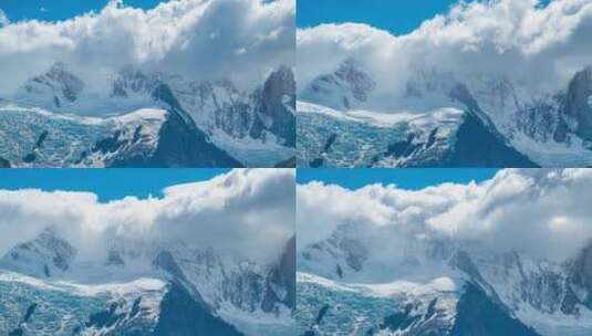 喜马拉雅山雪山景观，云雾缭绕高清在线视频素材下载