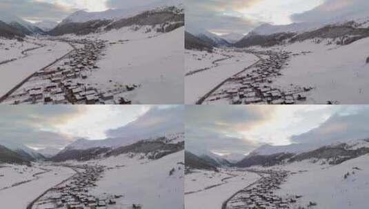 令人惊叹的利维尼奥阿尔卑斯无人机视频：雪高清在线视频素材下载