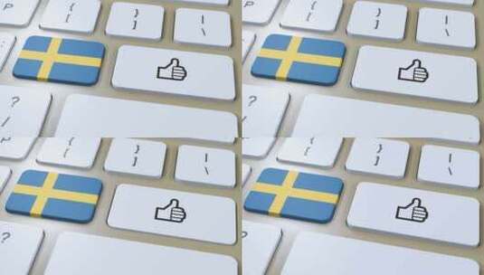 瑞典国旗和是或竖起大拇指按钮3D动画高清在线视频素材下载
