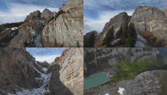 FPV航拍岩羊藏羚羊登山高山雪山小鸟飞翔高清在线视频素材下载