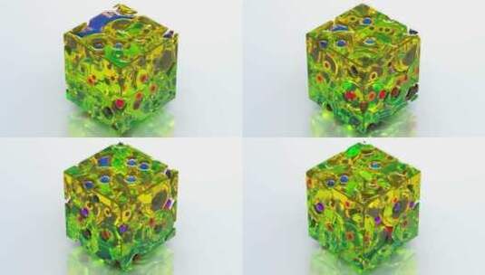 绿色Metaball 3D Cube 3高清在线视频素材下载