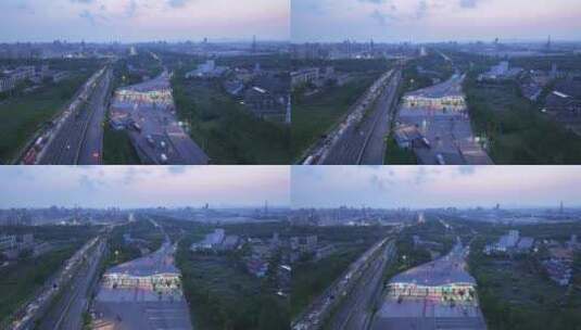 杭州下沙高速公路收费站高清在线视频素材下载