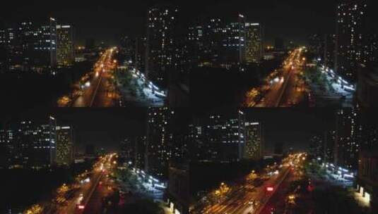 城市马路行驶的车辆车流夜景高清在线视频素材下载