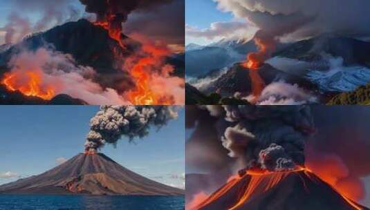 火山爆发火山喷发高清在线视频素材下载