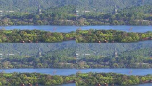 航拍杭州西湖景区高清在线视频素材下载