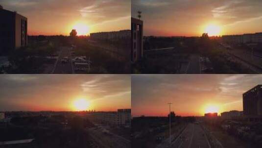 4K航拍城市落日夕阳高清在线视频素材下载