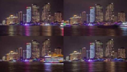 上海黄浦上的灯光中国船只延时摄影高清在线视频素材下载