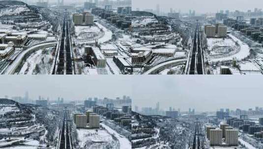 济南高新区雪景高清在线视频素材下载