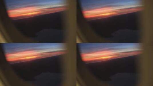 飞机窗外的晚霞高清在线视频素材下载