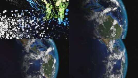 用粒子在太空中变成现实地球创造的数字地球高清在线视频素材下载