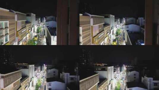 航拍湖北荆门中天街步行街夜景高清在线视频素材下载