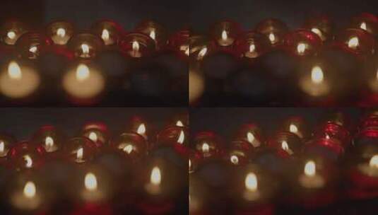 宗教仪式用蜡蜡烛夜灯散景高清在线视频素材下载