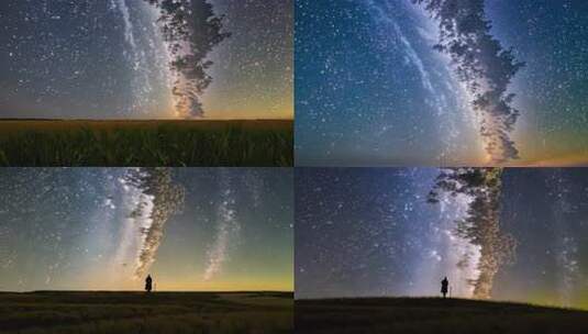 草原夜空 繁星点缀 牧歌悠扬 浪漫无尽高清在线视频素材下载