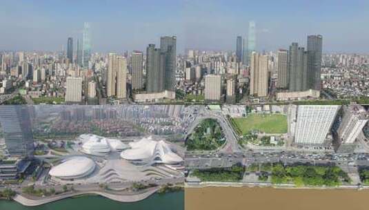 俯瞰视角下的繁华都市中心景象高清在线视频素材下载