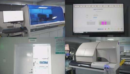 实验室检测中心医护人员操作检测设备高清在线视频素材下载