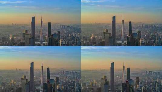 广州珠江新城日出日落高楼景观城市天际线高清在线视频素材下载